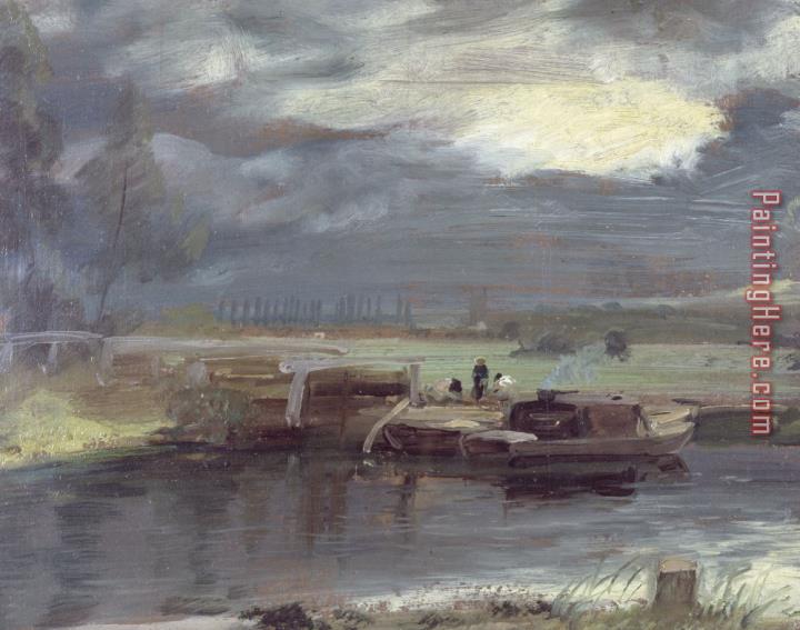 John Constable Barges on the Stour with Dedham Church in the Distance